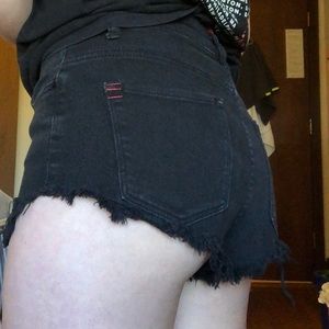 BDG Super High Rise Dolphin Black Denim Shorts